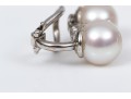 18k White Gold Tailored Cultured Pearl And Diamond Stack Earrings