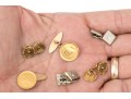 Three Pairs Of 18K And 14K Cufflinks With Gold Coins And Diamonds