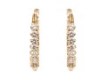 14k Yellow Gold Classic Hoop Earrings, Diamond Set, Approximately 0.21 TCW