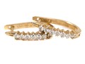 14k Yellow Gold Classic Hoop Earrings, Diamond Set, Approximately 0.21 TCW