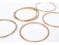 14k Yellow, White And Rose Gold Stack Of Five Slip On Bangles, Assorted Styles And Diameters