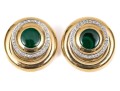 A Pair Of Vintage 18K Diamond And Malachite Ear Clips