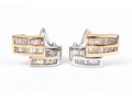 14k Impactful Two Tone Baguette Set Zig Zag Profile Earrings, App. 0.66 TCW