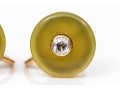 14k Yellow Gold Vintage Bakelite And Diamond Set Earrings, App. 0.28 TCW, Screw Style Backs