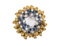Spectacular 14k Gold Signed MIssiaglia Diamond And Sapphire Foliate Fur Clip