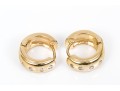 14k Yellow Gold Contemporary Huggie Style Hoop Earrings, Diamond Set, App. 0.16 TCW