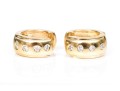 14k Yellow Gold Contemporary Huggie Style Hoop Earrings, Diamond Set, App. 0.16 TCW