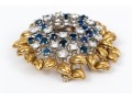 Spectacular 14k Gold Signed MIssiaglia Diamond And Sapphire Foliate Fur Clip