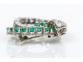 14k White Gold Fabulous Emerald And Diamond Double Circle Brooch