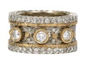 18K White Gold And Diamond Wide Elegant Band Ring, Size 5.25