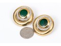 A Pair Of Vintage 18K Diamond And Malachite Ear Clips