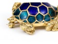 Hidalgo 18k Yellow Gold Charming Blue Enamel Turtle Brooch