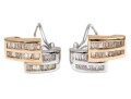14k Impactful Two Tone Baguette Set Zig Zag Profile Earrings, App. 0.66 TCW