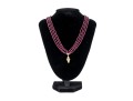 Pretty Eight Strand Garnet Bead Torsade Necklace, With A 14k Yellow Gold Ball Style Bead Clasp