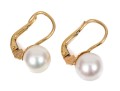 18k Yellow Gold Simple Cultured Pearl Drop Earrings, Featuring An 8.25mm Cultured Pearl