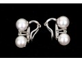 18k White Gold Tailored Cultured Pearl And Diamond Stack Earrings