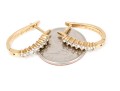 14k Yellow Gold Classic Hoop Earrings, Diamond Set, Approximately 0.21 TCW