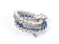 14k White Gold Wonderful Sapphire And Diamond Double Circle Brooch