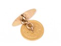 Three Pairs Of 18K And 14K Cufflinks With Gold Coins And Diamonds