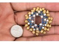 Spectacular 14k Gold Signed MIssiaglia Diamond And Sapphire Foliate Fur Clip