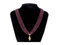 Pretty Eight Strand Garnet Bead Torsade Necklace, With A 14k Yellow Gold Ball Style Bead Clasp