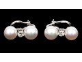 18k White Gold Tailored Cultured Pearl And Diamond Stack Earrings