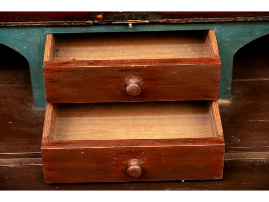 Antique Continental Bureau Secretary With A Painted Interior, Ca. 1830-50