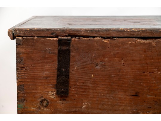 19th Century Hand Painted Chest With Decoupage Interior