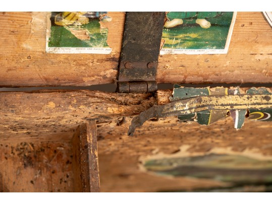 19th Century Hand Painted Chest With Decoupage Interior