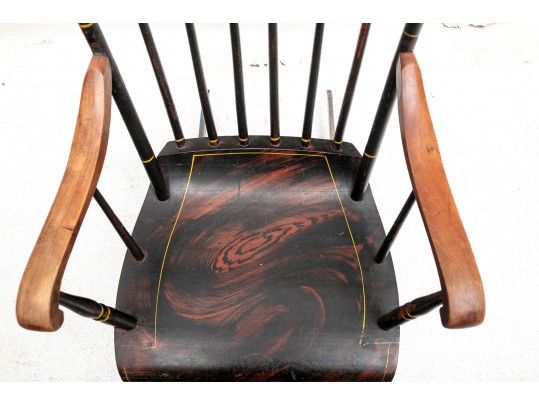 Antique Black Painted Boston Rocker