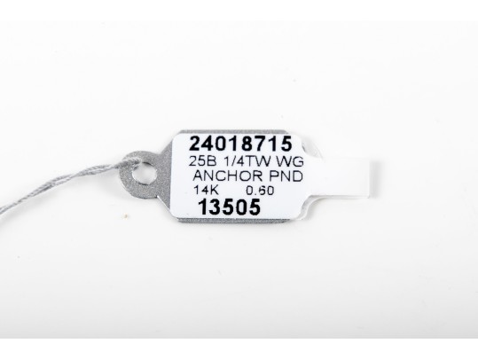 14k White Gold Diamond Anchor Pendant Necklace