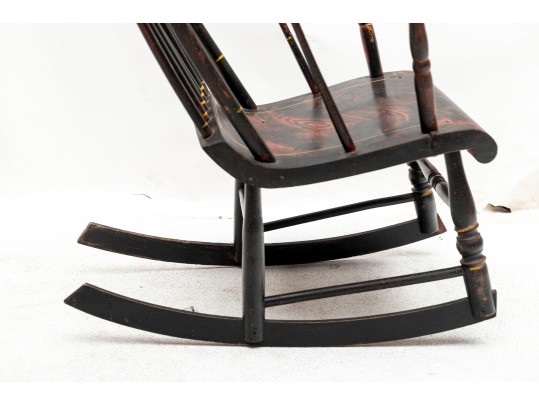 Antique Black Painted Boston Rocker
