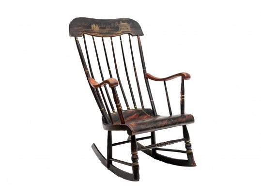 Antique Black Painted Boston Rocker