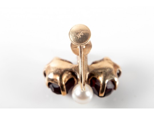 14k Yellow Gold Diamond And Cultured Pearl Screw-Back Clip-On Earrings 