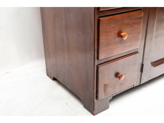 Antique American Dark Stained Pine Cupboard