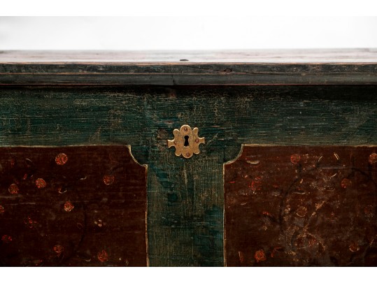 19th Century Hand Painted Chest With Decoupage Interior