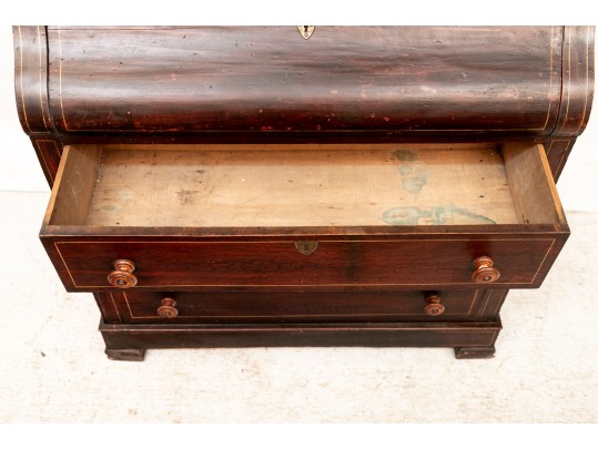 Antique Continental Bureau Secretary With A Painted Interior, Ca. 1830-50