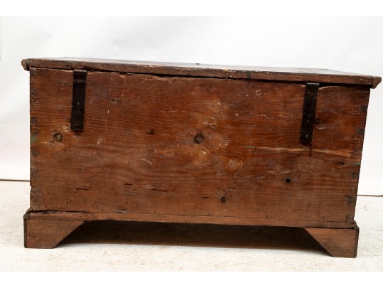 19th Century Hand Painted Chest With Decoupage Interior