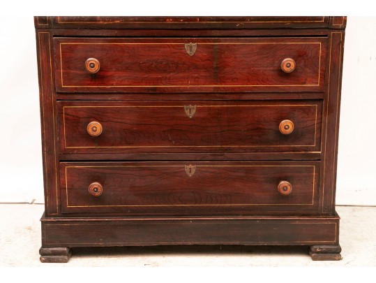 Antique Continental Bureau Secretary With A Painted Interior, Ca. 1830-50