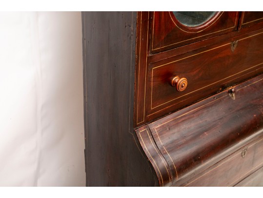 Antique Continental Bureau Secretary With A Painted Interior, Ca. 1830-50