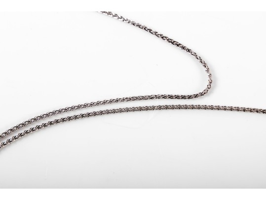 14k White Gold Diamond Anchor Pendant Necklace