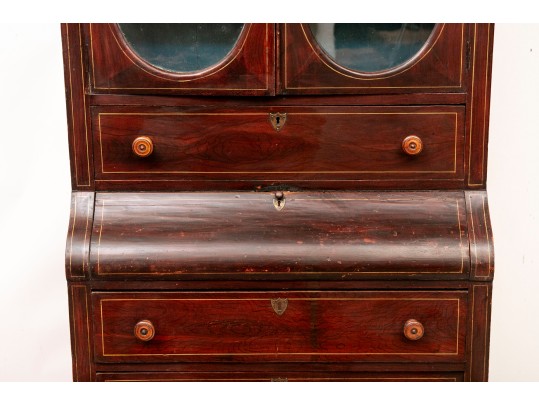 Antique Continental Bureau Secretary With A Painted Interior, Ca. 1830-50