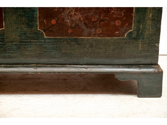 19th Century Hand Painted Chest With Decoupage Interior