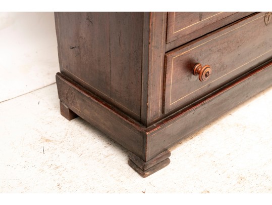 Antique Continental Bureau Secretary With A Painted Interior, Ca. 1830-50