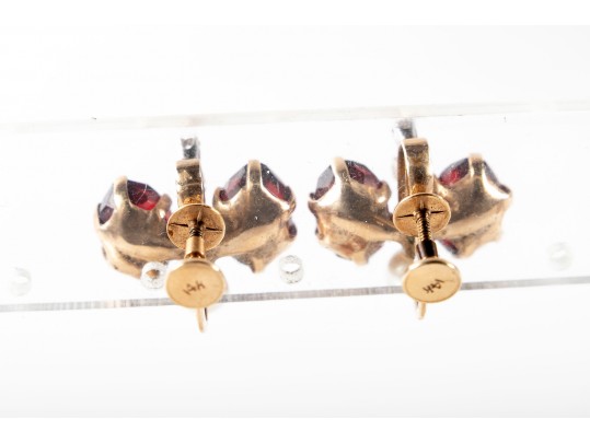 14k Yellow Gold Diamond And Cultured Pearl Screw-Back Clip-On Earrings 