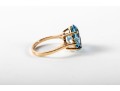 14k Yellow Gold Blue Topaz And Diamond Ring Size 5.75