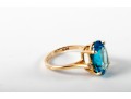 14k Yellow Gold Blue Topaz And Diamond Ring Size 5.75