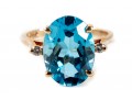 14k Yellow Gold Blue Topaz And Diamond Ring Size 5.75