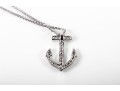 14k White Gold Diamond Anchor Pendant Necklace