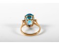 14k Yellow Gold Blue Topaz And Diamond Ring Size 5.75